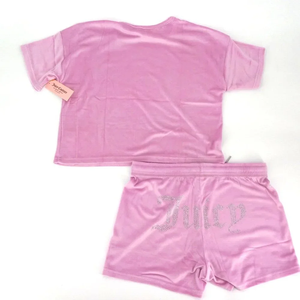 Juicy Couture 2pc Pajama Short & Shirt Lavender Logo Sleepwear Set - Picture 5 of 6
